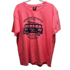 Sunsations Virginia Beach Adventure Unlimited Graphic Tee Pink XL Retro Surf Van